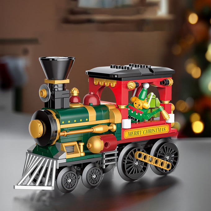 Christmas Train and Christmas Tree DIY Building Block Dest Decoration Christmas Gift