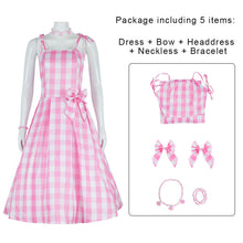 Load image into Gallery viewer, Women and Kids Barbie Costumes Barbie Cosplay Pink Plaid Bow Dress