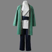 Load image into Gallery viewer, Green Loose Kimono Haori Coat with Light Grey Wrap Top and Navy Blue Sash Pants Set - Female Medical Ninja Master Anime Cosplay Costume