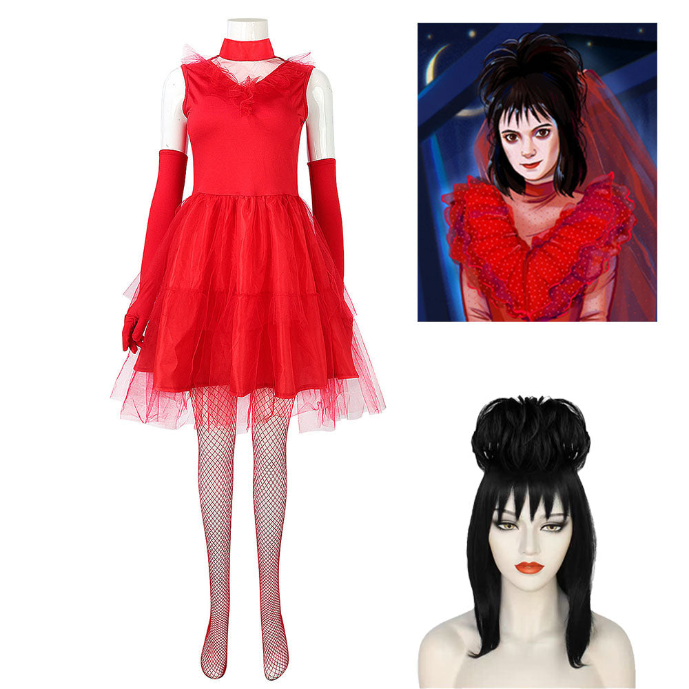 Beetlejuice Lydia Deetz Red Wedding Mini Dress Party Carnival Hallowee –  Jolly Costume