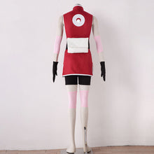 Load image into Gallery viewer, Red Sleeveless High Neck Dress with Wide Black Waistband Set Anime Ninja Cosplay Costume for Women and Kids