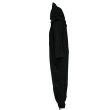 Load image into Gallery viewer, Black One Piece Hooded Jumpsuit with Pointed Animal Ears and Yellow Red Split Circle Anime Cosplay