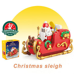 Christmas Sleigh and Gingerbread House DIY Building Block Dest Decoration Christmas Gift