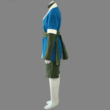 Load image into Gallery viewer, Blue Cross Front Kimono Haori with White Trim and Green Set Cosplay Halloween Costume