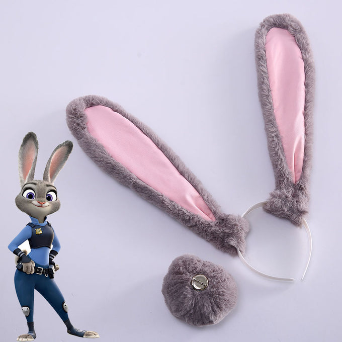 Zootopia Costume The Rabbit Police Judy Hopps Cosplay Ears Headband and Tail Accessories
