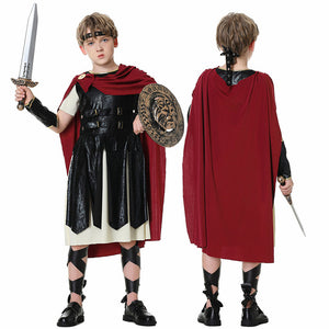 Spartan Warrior Costume Ancient Rome Gladiator Fighter Cosplay Full Suits for Men and Kids