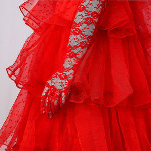 Beetlejuice Lydia Deetz Red Wedding Dress Party Carnival Halloween Cosplay Costume