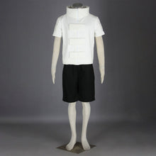 Load image into Gallery viewer, White High Stand Collar Zip Up Costume Top with Rectangle Pads and Black Shorts Cosplay Outfit