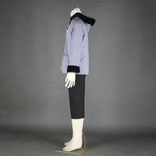 Load image into Gallery viewer, Men and Kids Grey Hooded Costume Jacket with Black Fur Trim and Capri Pants Cosplay Costume