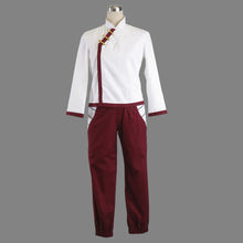 Load image into Gallery viewer, White Long Sleeve Martial Arts Top with Burgundy Trim and Matching Jogger Pants Set Cosplay Outfits Halloween Costume