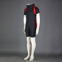 Load image into Gallery viewer, Anime Ninja Cosplay Bodysuit Navy Blue High Collar Jumpsuit with Red Waist Sash