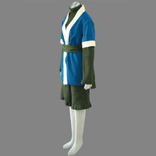Load image into Gallery viewer, Blue Cross Front Kimono Haori with White Trim and Green Set Cosplay Halloween Costume