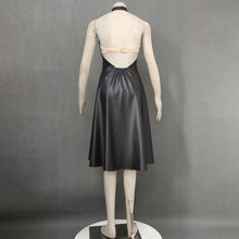 Load image into Gallery viewer, Sexy High Neck Front Zipper Black Faux Leather Halter Dress with Shorts Ninja Costume for Women Halloween