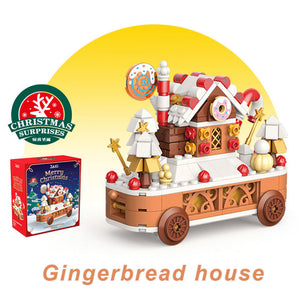 Christmas Sleigh and Gingerbread House DIY Building Block Dest Decoration Christmas Gift