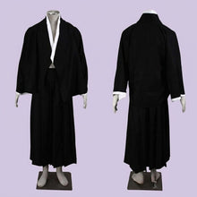 Load image into Gallery viewer, Anime Cosplay Costume White Captain Cloak with Large Purple Collar Black Samurai Robe Full Set