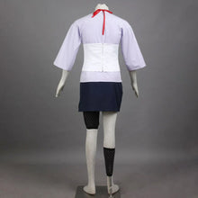 Load image into Gallery viewer, Lavender Ninja Kimono Top and White Apron Set with Red Obi Sash Cosplay Costume