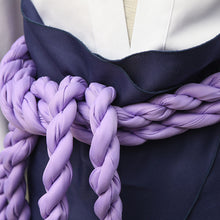 Load image into Gallery viewer, White Open-Front Kimono with Purple Rope Belt Set Anime Ninja Cosplay Costume