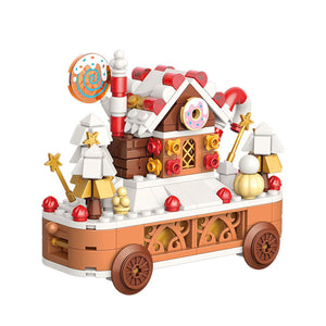 Christmas Sleigh and Gingerbread House DIY Building Block Dest Decoration Christmas Gift