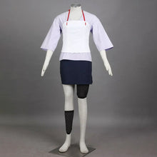 Load image into Gallery viewer, Lavender Ninja Kimono Top and White Apron Set with Red Obi Sash Cosplay Costume