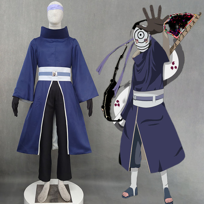 Anime Naruto Halloween Costumes Uchiha Obito Cosplay Outfit for Men and Kids