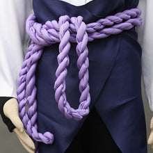 Load image into Gallery viewer, White Open-Front Kimono with Purple Rope Belt Set Anime Ninja Cosplay Costume