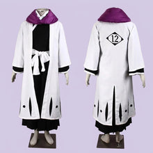 Load image into Gallery viewer, Anime Cosplay Costume White Captain Cloak with Large Purple Collar Black Samurai Robe Full Set