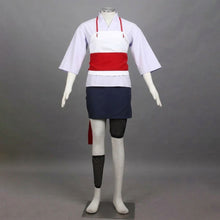 Load image into Gallery viewer, Lavender Ninja Kimono Top and White Apron Set with Red Obi Sash Cosplay Costume