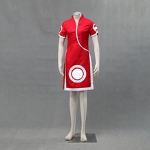 Load image into Gallery viewer, Women and Kids Red Qipao Cheongsam Dress with White Circle Pattern Anime Ninja Style