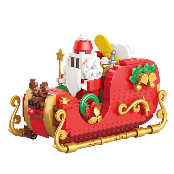 Christmas Sleigh and Gingerbread House DIY Building Block Dest Decoration Christmas Gift