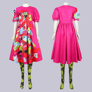 Women and Kids Barbie Costumes Weird Barbie Halloween Cosplay Dress with Stocking