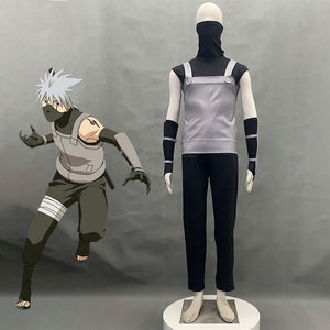 Naruto Costumes Hatake Kakashi Anbu Cosplay Mask Shirt Gray full Outfits for Men and Kids
