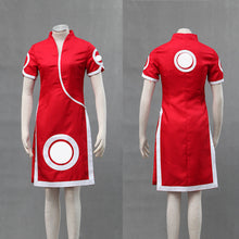 Load image into Gallery viewer, Women and Kids Red Qipao Cheongsam Dress with White Circle Pattern Anime Ninja Style