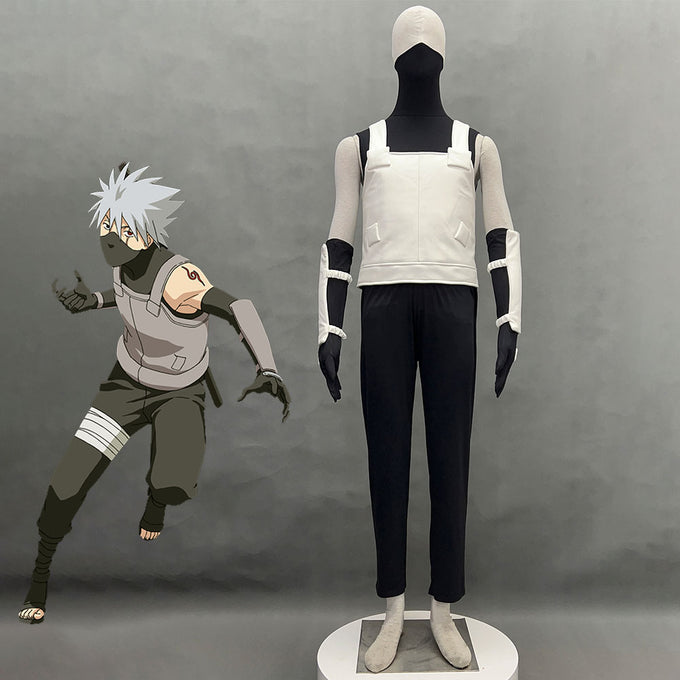 Naruto Costumes Anbu Hatake Kakashi Cosplay Mask Shirt full White Outfits for Men and Kids