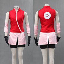 Load image into Gallery viewer, Women &amp; Girls Red Sleeveless Top and Pink Skirt Set Anime Ninja Cosplay Costume