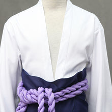 Load image into Gallery viewer, White Open-Front Kimono with Purple Rope Belt Set Anime Ninja Cosplay Costume