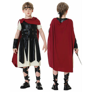 Spartan Warrior Costume Ancient Rome Gladiator Fighter Cosplay Full Suits for Men and Kids