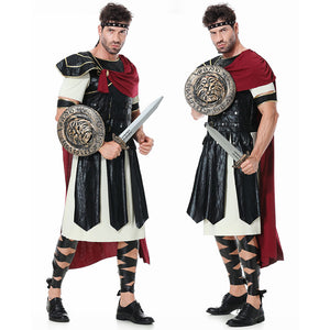 Men and Kids Spartan Warrior Costume Ancient Rome Gladiator Fighter Cosplay Full Suits