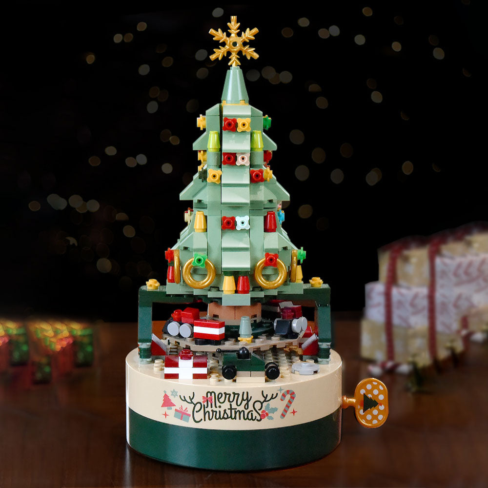Christmas Tree Music Box Toy DIY Brick Building Block Christmas Gift
