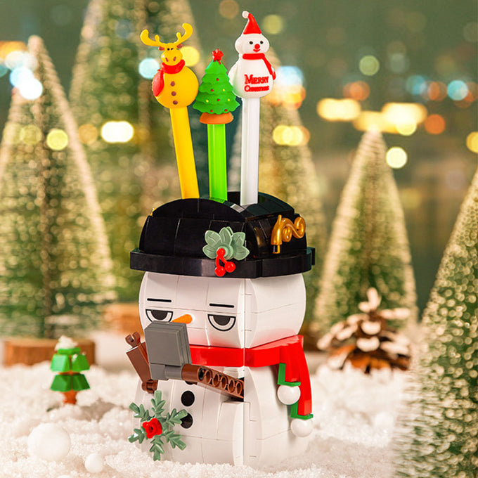Christmas Pen holder Snowman DIY Building Block Christmas Gift