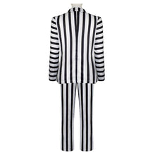 Load image into Gallery viewer, Black and White Vertical Stripes Suit Beetlejuice Lydia Deetz Cosplay Costume for Men and Kids