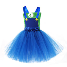 Load image into Gallery viewer, Kids Girl The Super Mario Bros Costume Blue Dress with Hat Set Birthday Party Cosplay Outfit Suit for Halloween