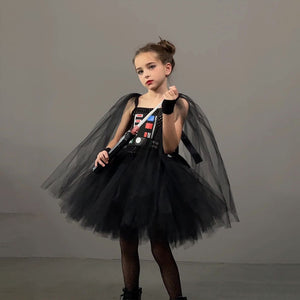 Kids Star Wars Costume Princess Leia Dress Cosplay Black  Dress for Halloween