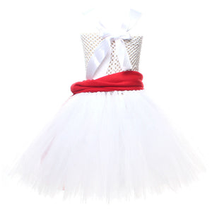 Kids Girl Christmas Costume Snowman White Dress with Hat Set Party Cosplay Outfit Suit