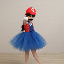 Load image into Gallery viewer, Kids Girl The Super Mario Bros Costume Blue Dress with Hat Set Birthday Party Cosplay Outfit Suit for Halloween