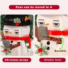 Load image into Gallery viewer, Christmas Pen holder Snowman DIY Building Block Christmas Gift