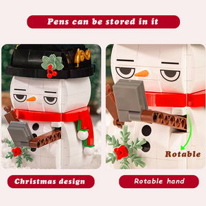 Christmas Pen holder Snowman DIY Building Block Christmas Gift