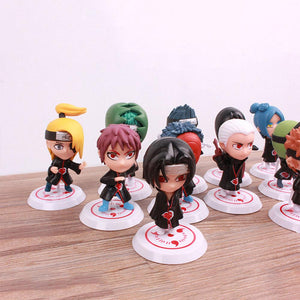 12Pcs 8cm Naruto Figure Akatsuki Members Itachi Orochimaru Madara Figure Cute Chibi Toys