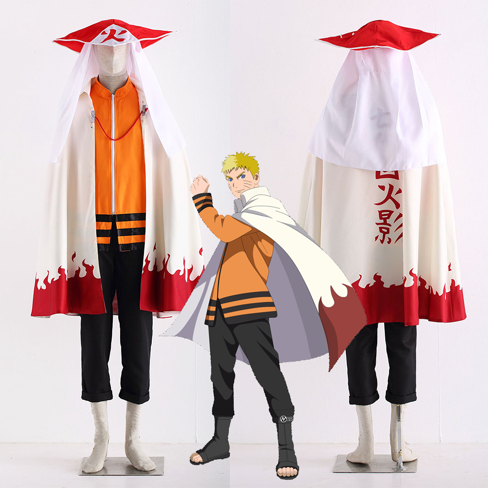 Men and Kids Anime Naruto Costume Uzumaki 7th Hokage Naruto Cosplay Set