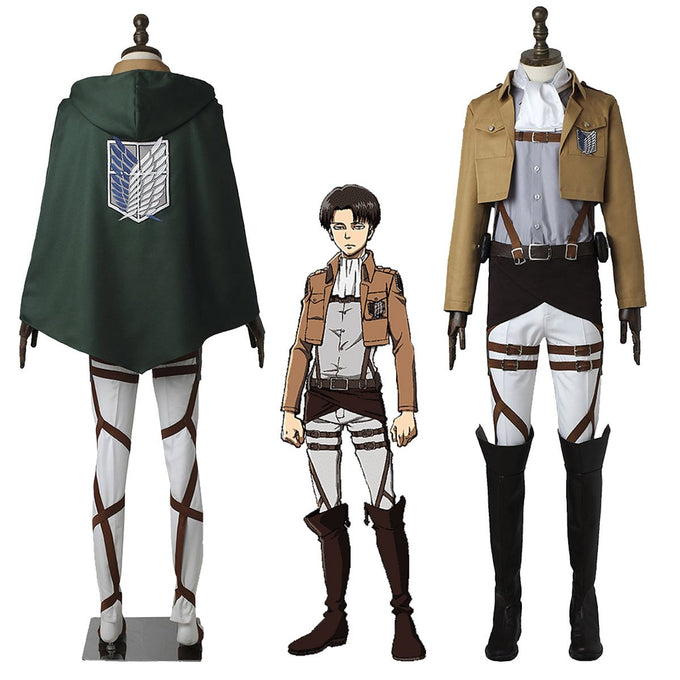 Mens Attack On Titan Costume Levi Ackerman Cosplay Battle Full Set Costume