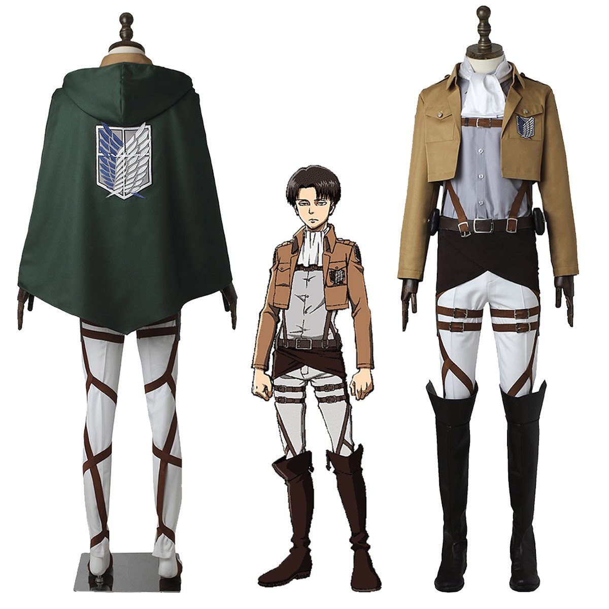 Mens Attack On Titan Costume Levi Ackerman Cosplay Battle Full Set Costume